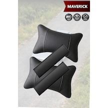 Maverick Uyumlu Set Lüks Deri Yastık Deri Kemer Koruyucu Siyah