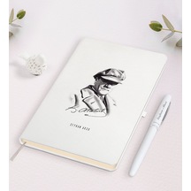 Kişiye Özel Atatürk Temalı Beyaz Defter ve Kalem Seti Beyaz