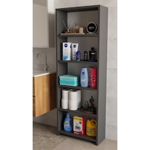 Banyo Çamaşır Dolabı 5 Raflı 150 Cm Çok Amaçlı Saklama Ve Düzenleyici Raf Antrasit