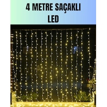 Hubrendy Tekno 4 Metre Yılbaşı Şelale Led Perde Işık Ev Bahçe Dekor