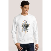 Drinking Problem Baskılı Beyaz Erkek Örme Sweatshirt