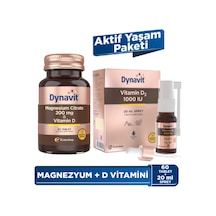 Dynavit Magnesium Citrate 200 Mg, Vitamin D 60 Tablet & Vitamin D 1000 Iu 20 Ml Sprey - Aktif Yaşam Paketi