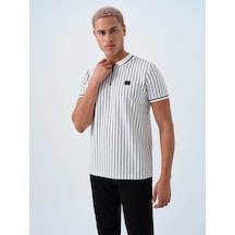 Loft Beyaz Siyah Erkek T-shirt Lf2037112 Beyaz Siyah Beyaz - Siyah