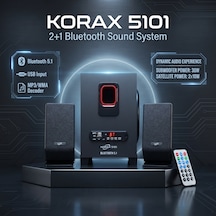 Korax 5101 2+1 Bluetooth Ses Sistemi - Ofis, Ev, Kafe Için Subwoofer Hoparlör Usb/sd/aux/fm Radyo