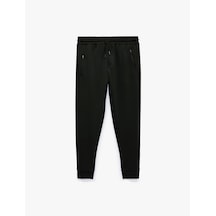 Koton Scuba Kumaş Beli Bağcıklı Fermuarlı Cepli Spor Jogger Eşofman Altı Siyah 7wam40020nk