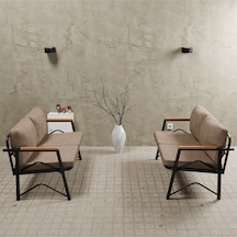 Mb Garden Furnıture Simetri Model, Balkon, Bahçe, Cafe, Metal Koltuk Takımı, Bahçe Takımı , Çay Seti, 2+2 Süngerli Cappuccino