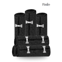 Parlo Siyah Elastik Bandaj 20 Cm X 1,5 M 6 Lı Set %300 Esnek, 4,5 M Ye Kadar Uzayan, Metal Kancalı Destek Ve Sargı Bandajı
