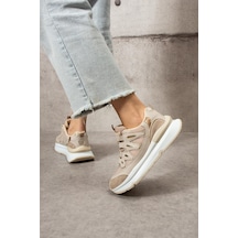Shoetek Lawse Kadın Sneakers Bağcıklı Spor Ayakkabı Bej Bej