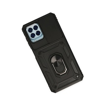 Samsung Galaxy  Uyumlu  M33 Kılıf Pars Lens Yüzüklü Silikon - Siyah