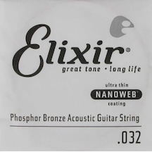 Elixir 14132 Nanoweb Phosphor Bronze Tek Akustik Gitar Teli 32