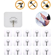 Askı Kendinden Yapışkanlı Askı 15 Adet Şeffaf Banyo Mutfak Havlu