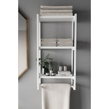 Aju Havluluk Duvar Rafı 3 Katlı Raf Banyo Mutfak Düzenleyici Modern Geniş Depolama Rafı Şık Havlu Askıısı Beyaz