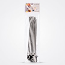 6'lı Kaşıklı Pipet Seti - Metal - Pipet Temizleme Fırçası Çok Renkli