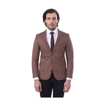 3 Cepli 2 Düğmeli Kapitone Erkek Taba Kısa Ceket - Wessi Taba