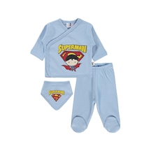 Civil Baby Superman Baskılı Zıbın Takımları - Mavi