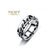 Gümüş Titanyum Çelik Zincir Rotor Döndürme Şişe Açma Halkası 11 Gümüş