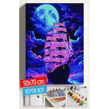 Sayılarla Boyama Seti Numaralı Tuval Fırça Boya Dahil Kasnaklı Set 50x70 Cm - Gemi