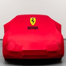 Ferrari FF Kumaş Logolu Oto Branda - Penye Örtü KIRMIZI
