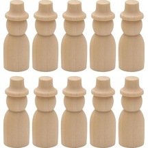 Lijinxu 5/10 Parça Ahşap Peg Bebekler Hatted Insanlar Organları