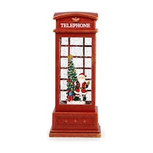 Yılbaşı Kar Küresi Telefon Kulübesinde Noel Baba Model 25 Cm