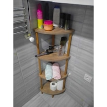 Mutfak Banyo Dolabı Rafı Çok Amaçlı Organizer Raflar Köşelik Ahşap Raflı 4 Katlı Beyaz 110x39 - Atlantik Çam Naturel