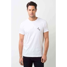 Beyaz Beyaz At Gümüş At Baskılı Beyaz Erkek Tshirt