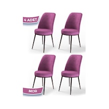 Canisa Concept Dexa Serisi, Üst Kalite Yemek Odası Sandalyesi, Metal Kahverengi Iskeletli, 4 Adet Mor Sandalye Metal, Mor