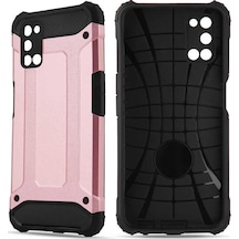 Kilifone - Oppo Uyumlu A52 - Kılıf Çift Katman Zırh Tank Crash Military Kapak - Rose Gold