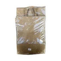 Büküm Saplı Kraft Kağıt Çanta Karton Hediyelik Poşet Torba Sarı 25'li 18 x 24 CM