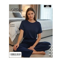 Angbutik Mihra 20102 Kadın Oysho Kısa Kol Pijama Takımı lacivert