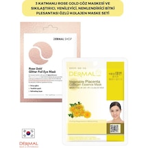 Dermal 3 Katmanlı Rose Gold Göz Maskesi ve Sıkılaştırıcı Yenileyici Nemlendirici Bitki Plesantası Özlü Kolajen Maske Seti