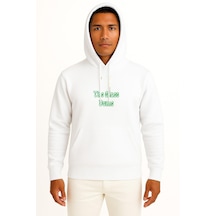 Bahriyeli Collection Kapüşonlu The Glass Dome Yabancı Dizi Göğüs Baskılı Unisex Sweatshirt Beyaz