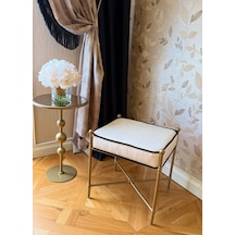 Mat Gold Metal Puf Makyaj Masası Pufu Bench