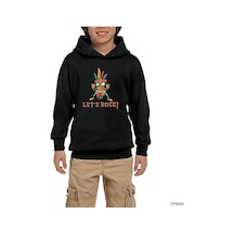 Zepplin Giyim Lets Rock Siyah Çocuk Kapşonlu Sweatshirt