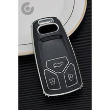 Audi A6 A5 A4 Q7 Q5 S4 S5 S7 B9 A4l 4m 8w Tt Tts Rs 8s Tpu Anahtar Kılıfı Siyah Gümüş