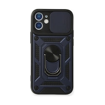 İphone 12 Kılıf Pars Lens Yüzüklü Silikon - Lacivert