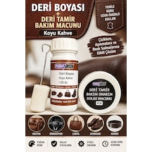 Koyu Kahve Deri Boyası 125 Gr + Deri Tamir Bakım Macunu 50 Gr + Uygulama Süngeri Koyu Kahverengi