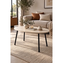 Sulorahome Metal Ayaklı Oval Orta Sehpa Krem