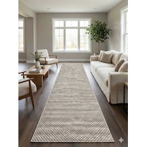 Nesrin Kaymaz Jel Taban Modern Kesme Yolluk Salon Halisi Kare Krem Kahve