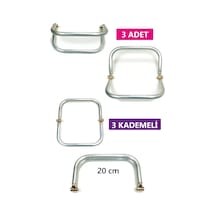 3 Kademeli Gizli Metal Mango Çanta Bursu 3 Adet - 20 Cm - Metal Çanta Aparatı Çok Renkli