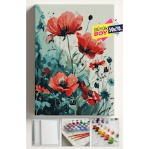Sayılarla Boyama Seti Numaralı Tuval Fırça Boya Dahil Kasnaklı Set 50x70 Cm - Kaldırım Çiçeği