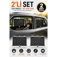 2 Adet Araç Yan Cam Güneşliği Stor 50x125 Cm 3 Vantuzlu Otomatik Toplanan Oto Cam Gölgelik Perde Uv