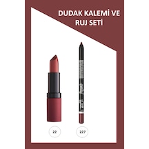 Velvet Matte No:22 Ruj & Emily No:227 Dudak Kalemi Seti 0