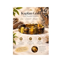 Orijinal Kaplan Gözü Taşı Erkek Kadın Bileklik - Özel Kesim Doğal Taş Bileklik Bej Bej