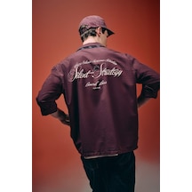 Defacto Boxy Fıt Baskılı Poplin Gömlek H2292ax26spbr494 Bordo-br494