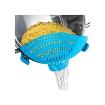 Chenkestoreone Mavi Pratik Klipsli Süzgeç - Tencereler Ve Kaseler İçin, Elektriksiz, Makarna Sebze Meyve Süzme, Dayanıklı Ev Ve Karavan Mutfak Aksesuarı Mavi