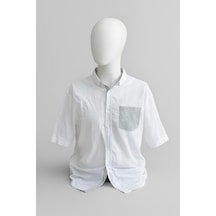 Bbwear Erkek Spor Keten Gömlek Beyaz - Gri