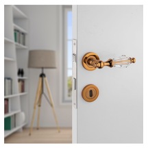 Topkapı Kristal Cam Rozetli Albirifin Oda Kapı Kolu Koldoor 5 Takım