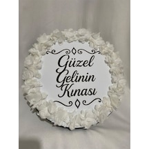 Gelin Tefi 30cm,özel Tasarımtef Lazer Güllü, İsim Ve Tarih Yazılı Düğün Kına Nedime Beyaz
