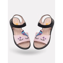 Unicorn Shine 3d Kız Sandalet Pembe - Siyah
